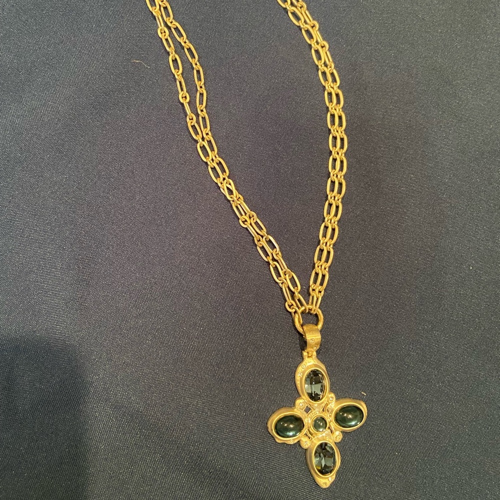 COPY - Brighton blue stone cross double strand necklace